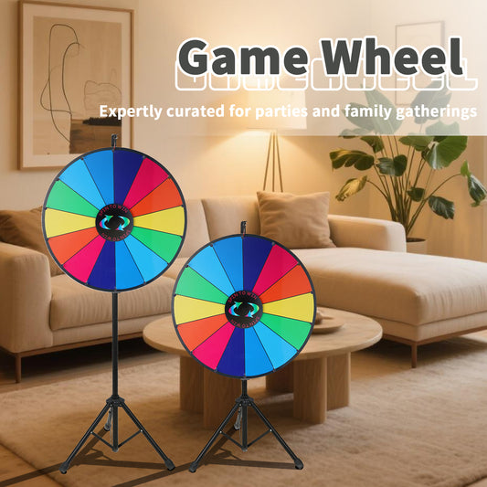 24" Prize Wheel with Folding Tripod, Adjustable Height 44"-60", 14 Slots Dry Erase