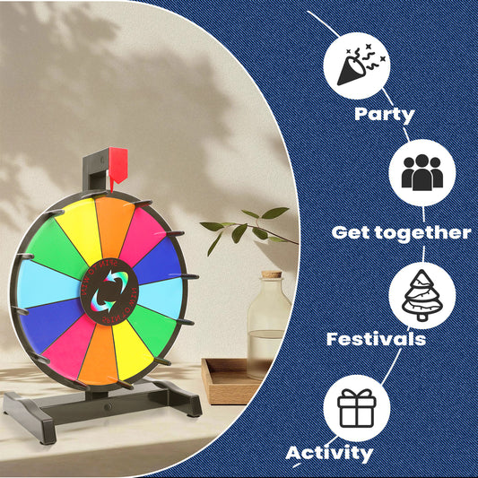12" Tabletop Prize Wheel – 12 Editable Slots, Heavy-Duty, Dry Erase Spinner for Trade Shows, Carnivals & Parties
