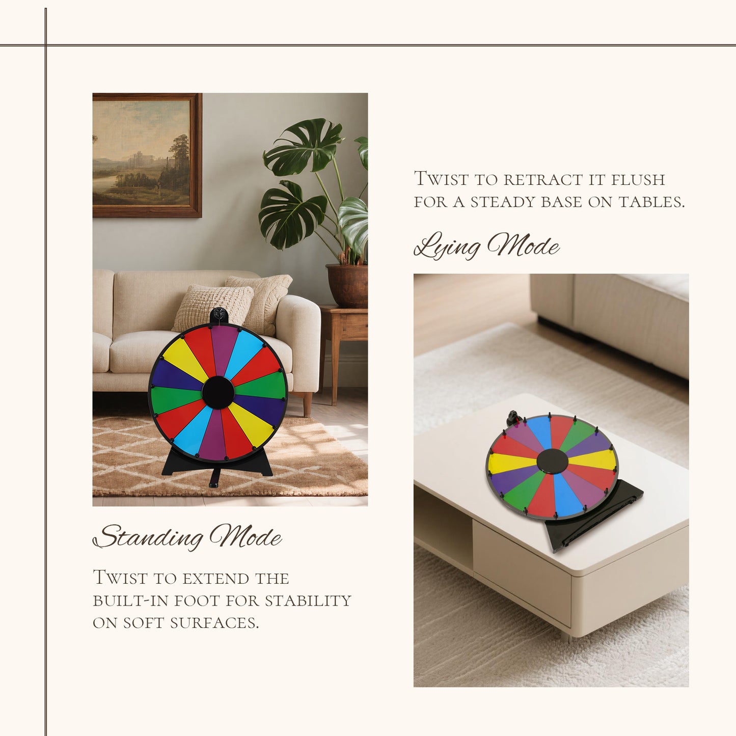 20" Prize Wheel – 14-Slot Tabletop Spinner with Stand & Accessories