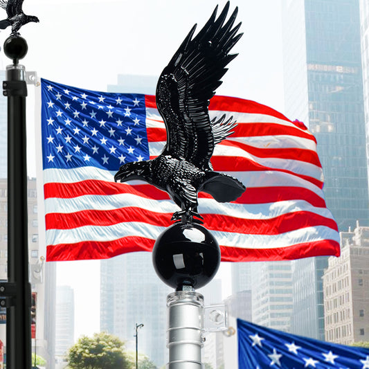 Eagle Flagpole Topper with Ball – Weatherproof ABS Finial for 20–30ft Flag Poles, Patriotic Outdoor Decor