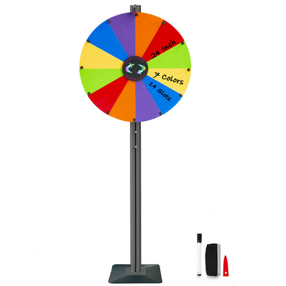 Spinla 24" Adjustable Prize Wheel – 14-Slot Detachable Spin Board with Height-Adjustable Stand