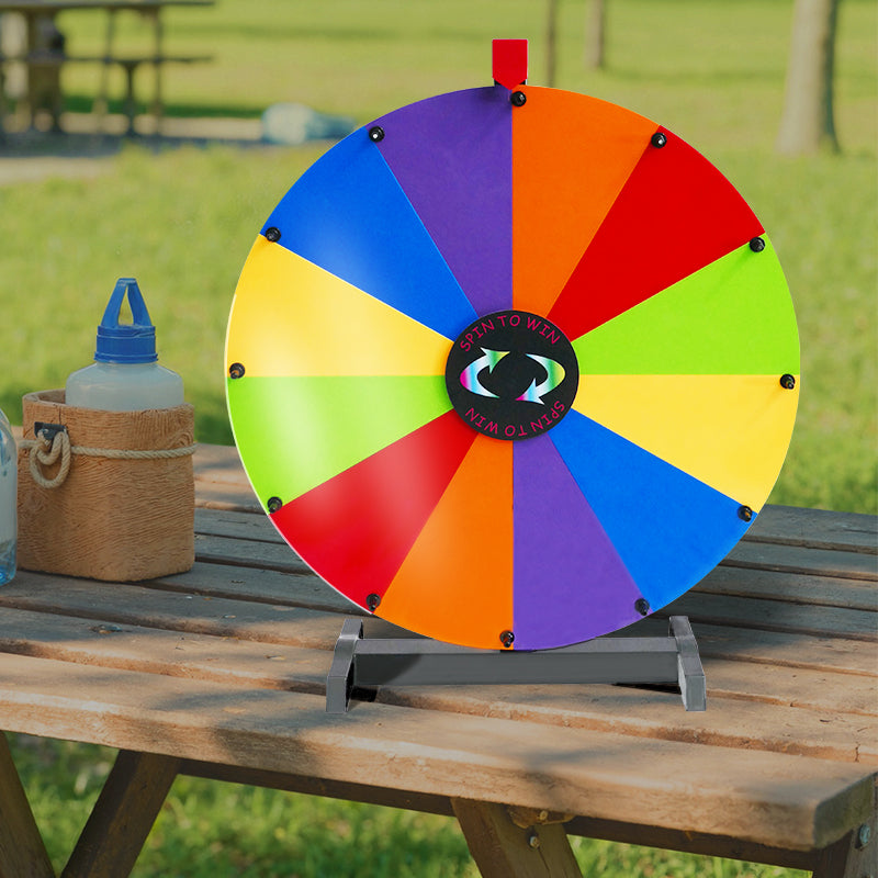 24" Spinning Prize Wheel – 12-Slot Detachable Fortune Wheel with Stand for Party, Carnival & Events