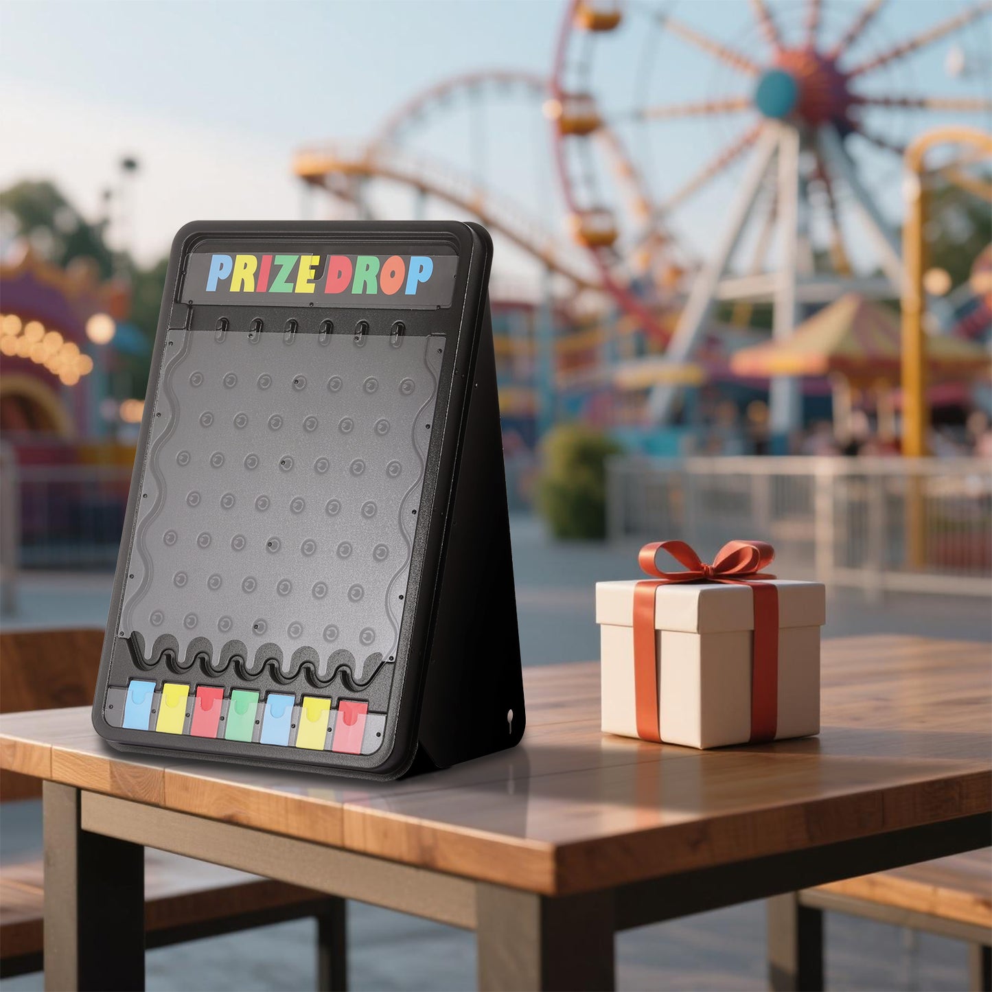 19" Tabletop Plinko Prize Drop Game Board – Foldable Stand with 10 Customizable Pucks for Party, Carnival & Tradeshow