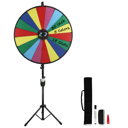 30" Prize Wheel with Adjustable Stand, 18 Slots, Dry Erase