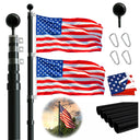 20FT Telescopic Black Flag Pole Kit – Heavy Duty Aluminum Extendable Flagpole with Twist Lock, Black Ball Top & 3x5 USA Flag