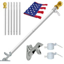 6FT Aluminum Flag Pole Kit for Outside House  Tangle-Free Heavy Duty Residential Flagpole for House, Porch, Yard, Truck & Boat Fits Standard 3×5 FT Flags | Silver Finish