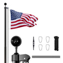 20FT Sectional Black Flag Pole Kit – Heavy Duty Aluminum In-Ground Flagpole with Ball Topper & Free USA Flag