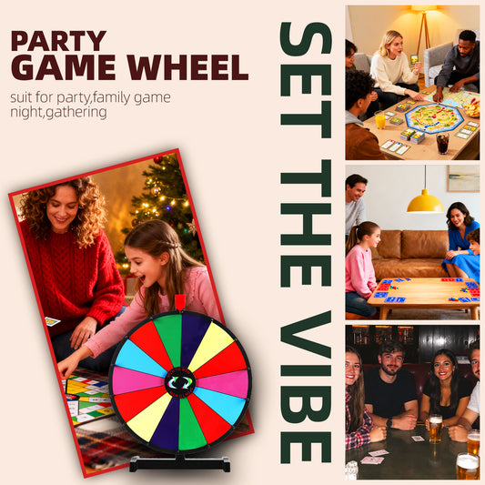 18" Tabletop Prize Wheel – 14 Slots, Durable Base, Dry Erase Spinner for Parties, Carnivals & Trade Shows