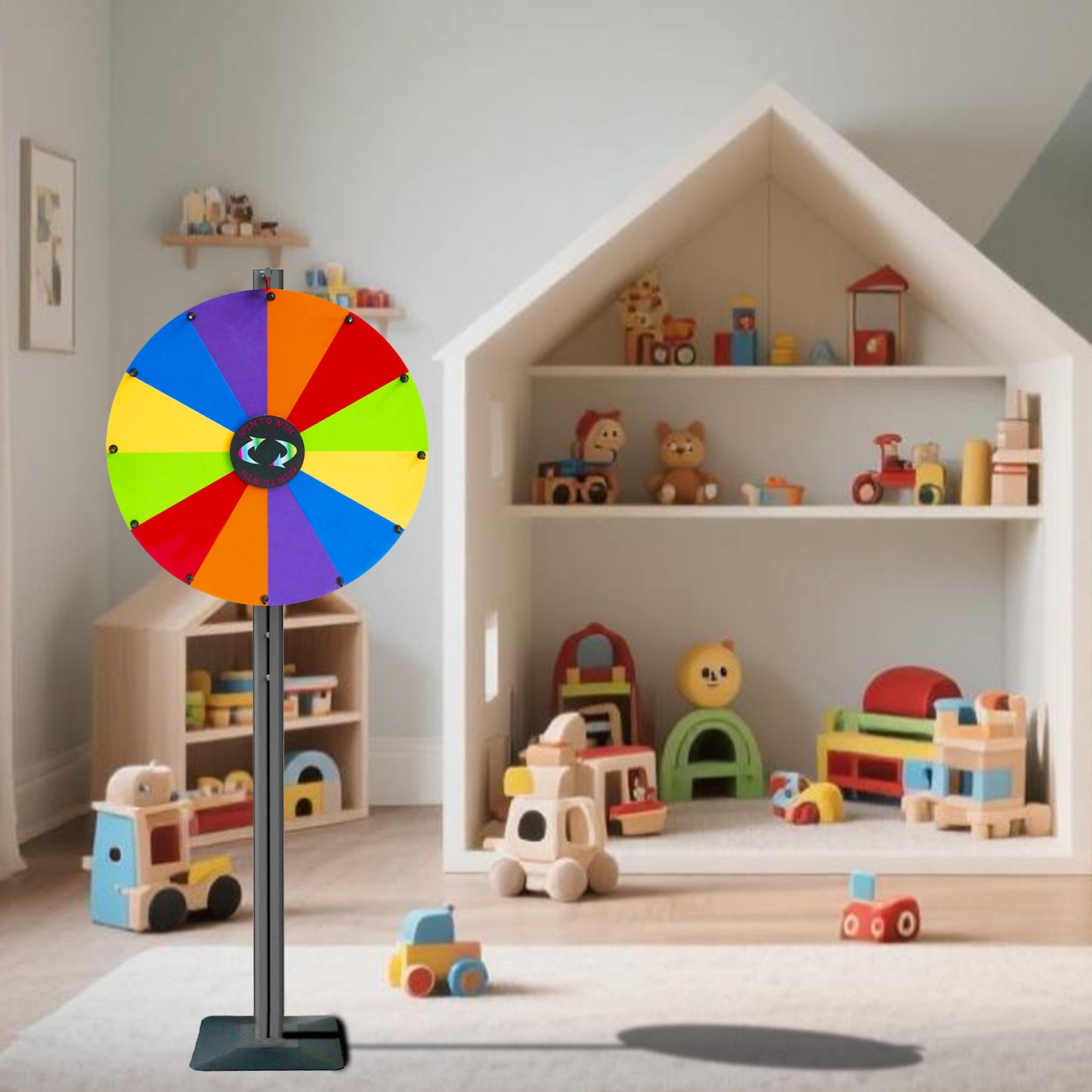 Spinla 24" Adjustable Prize Wheel – 14-Slot Detachable Spin Board with Height-Adjustable Stand