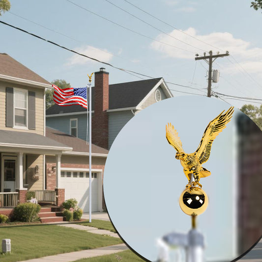 Gold Eagle Flagpole Topper with Ball – Weatherproof ABS Finial for 20–30ft Flag Poles, Patriotic Outdoor Decor