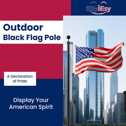 25FT Black Sectional Flag Pole Kit – Heavy Duty Aluminum Outdoor Flagpole with Ball Topper & 3x5 USA Flag