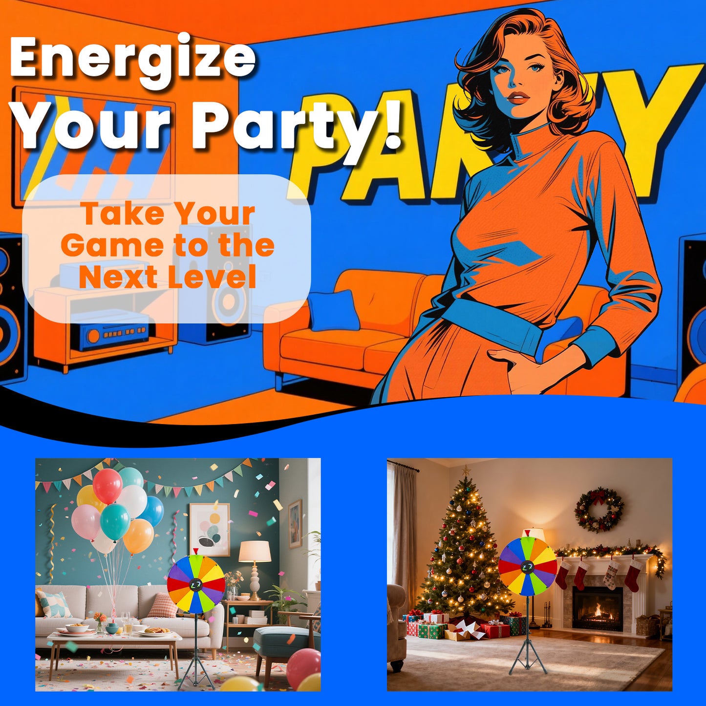 24" Spinning Prize Wheel with Stand – 14-Slot Prize Wheel Game with Detachable Design & Carrying Bag for Party, Carnival, Live Stream, Tradeshow