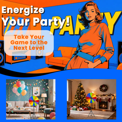 24" Spinning Prize Wheel with Stand – 14-Slot Prize Wheel Game with Detachable Design & Carrying Bag for Party, Carnival, Live Stream, Tradeshow