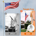 6FT Aluminum Flag Pole Kit for Outside House  Tangle-Free Heavy Duty Residential Flagpole for House, Porch, Yard, Truck & Boat Fits Standard 3×5 FT Flags | Silver Finish