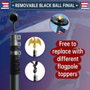 25FT Telescopic Black Flag Pole Kit – Heavy Duty Aluminum In-Ground Flagpole with Twist Lock, 3x5 USA Flag & Ball Top