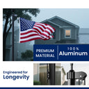 20FT Sectional Black Flag Pole Kit – Heavy Duty Aluminum In-Ground Flagpole with Ball Topper & Free USA Flag