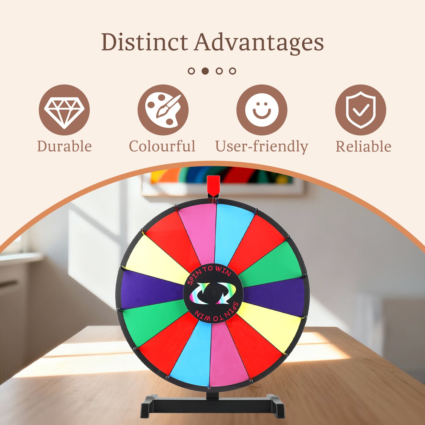 24" Tabletop Prize Wheel with 14 Slots – Stable Stand, Dry Erase & Marker for Trade Shows and Parties