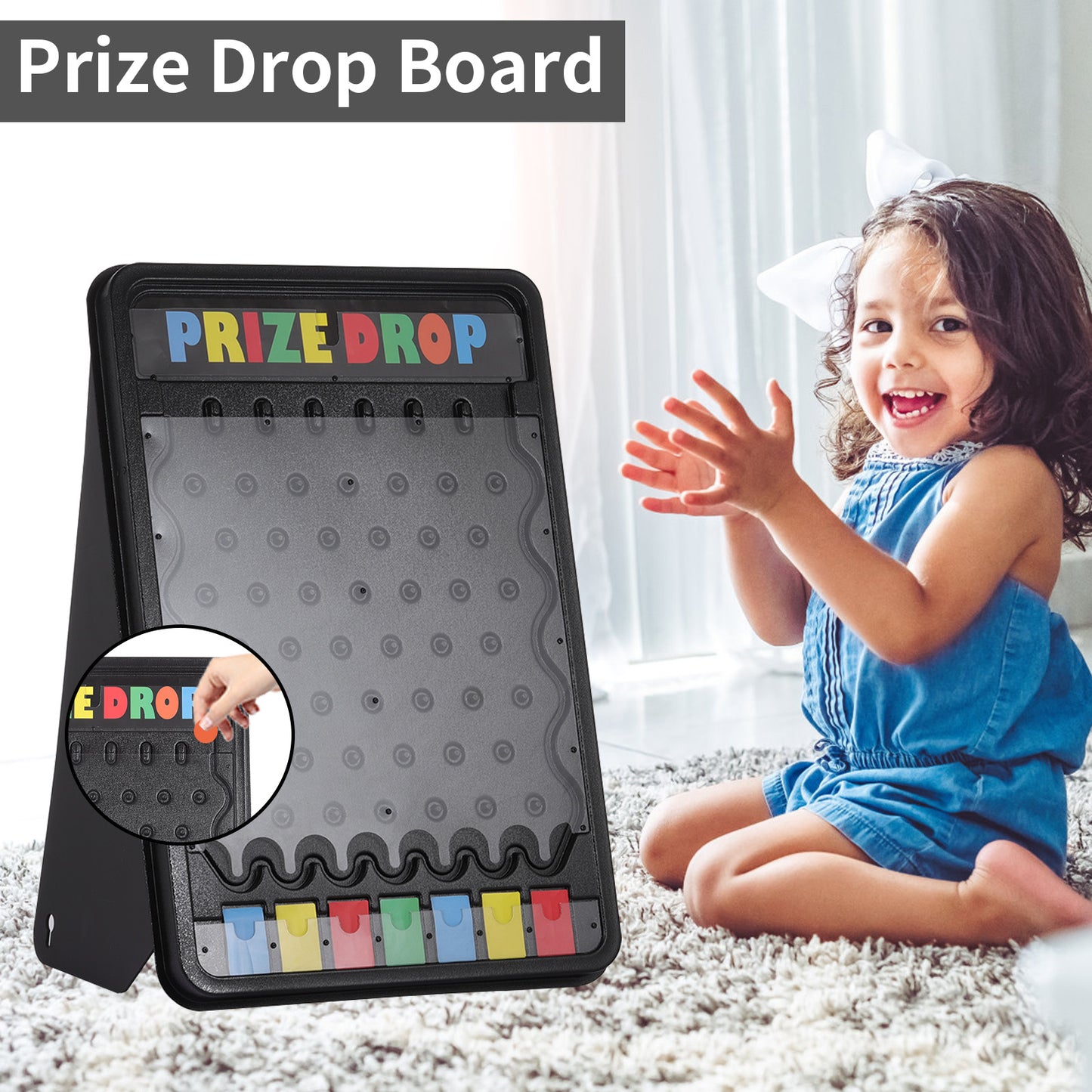 19" Tabletop Plinko Prize Drop Game Board – Foldable Stand with 10 Customizable Pucks for Party, Carnival & Tradeshow