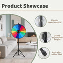 24" Prize Wheel with Folding Tripod, Adjustable Height 44"-60", 14 Slots Dry Erase Spinla