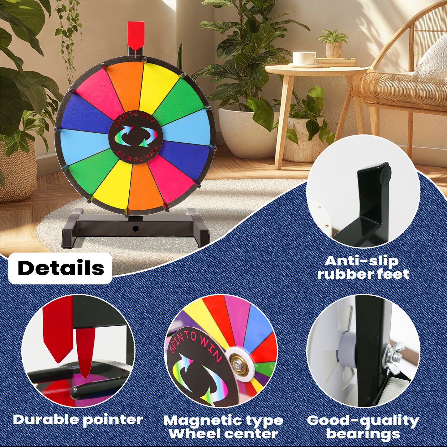 12" Tabletop  Prize Wheel – 12 Editable Slots, Heavy-Duty, Dry Erase Spinner for Trade Shows, Carnivals & Parties