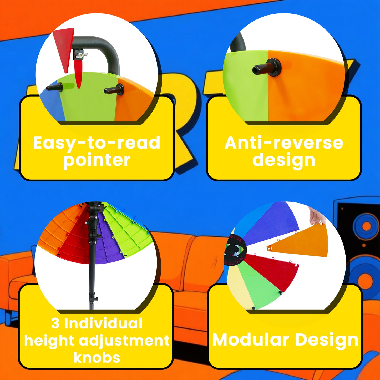 24" Spinning Prize Wheel with Stand – 14-Slot Prize Wheel Game with Detachable Design & Carrying Bag for Party, Carnival, Live Stream, Tradeshow