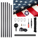 20FT Heavy Duty Black Aluminum Flag Pole – 2.0mm Thick with 3×5' Embroidered Flag