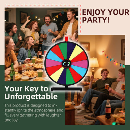 18" Tabletop Prize Wheel – 14 Slots, Durable Base, Dry Erase Spinner for Parties, Carnivals & Trade Shows