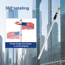 20FT Telescopic Silver Flag Pole Kit – Heavy Duty Aluminum In-Ground Flagpole with Gold Ball Top & USA Flags
