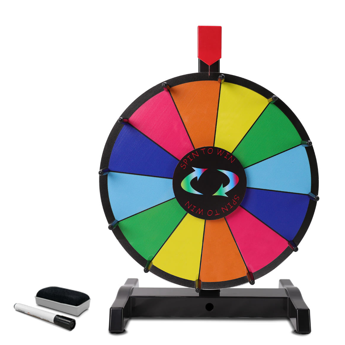 12" Tabletop  Prize Wheel – 12 Editable Slots, Heavy-Duty, Dry Erase Spinner for Trade Shows, Carnivals & Parties
