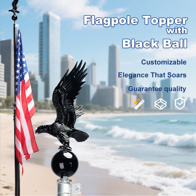 Eagle Flagpole Topper with Ball – Weatherproof ABS Finial for 20–30ft Flag Poles, Patriotic Outdoor Decor