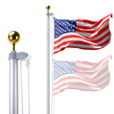25FT Sectional Flag Pole Kit – Heavy Duty Aluminum Outdoor Flagpole with Ball Topper & 3x5 USA Flag, Silver