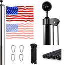 25FT Black Sectional Flag Pole Kit – Heavy Duty Aluminum Outdoor Flagpole with Ball Topper & 3x5 USA Flag
